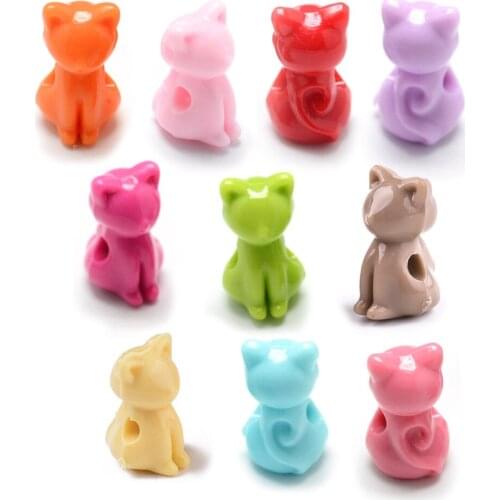 860pcs/500g Cute Cartoon Cats Beads Acrylic Kitten Bead Charms Loose Spacer For DIY Jewelry Making Bracelet Keychain Accessories