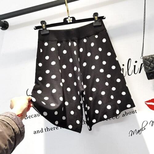 Black Elastic Point Loose Fashion Zevity Basic High Waist Summer WomenS Casual Cycling Clothing Sports Fitness Shorts 2021