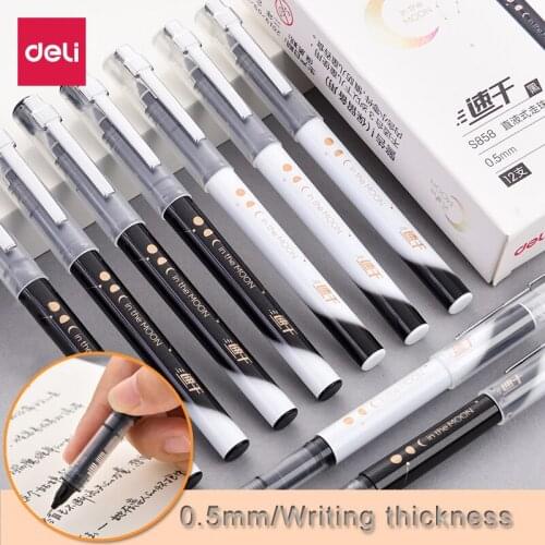 Deli 0.5mm Straight Liquid Rollerball Quick-drying Pen Office School Supplies Accessories Gel Ink Pen Black