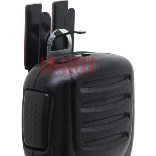 Two Usages Universal Ham Radio Walkie Talkie Holder Hand Metal Black Mic Microphone Sticker Clip Hook