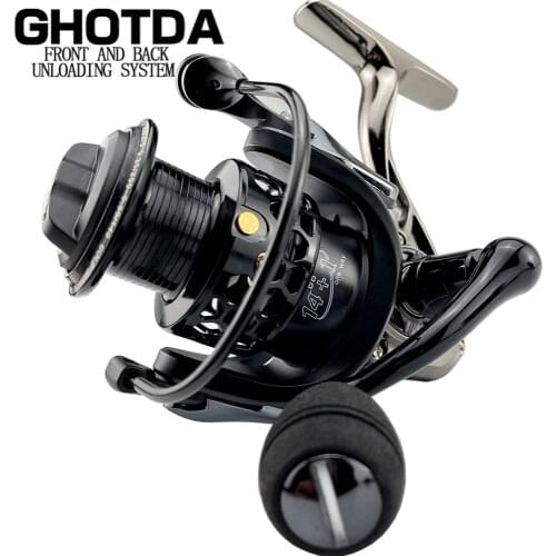 Double Spool Fishing Coil 14+ 1BB Spinning Fishing Reel Professional Metal Spool & Rock Arm & Reel Seat Pesca Wheels