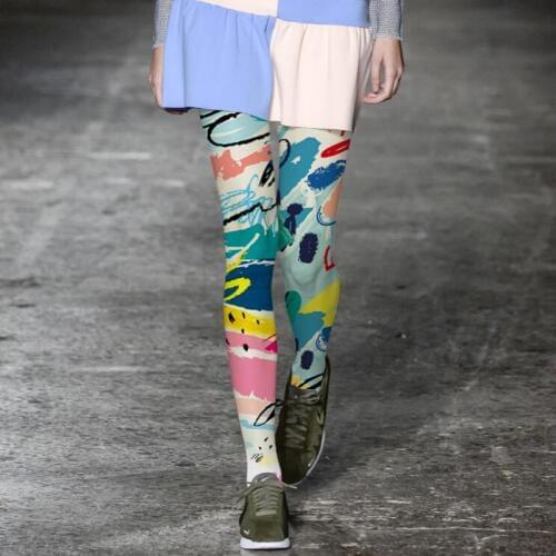 Europe Fashion Tattoo Colored Tights Women Printed Hosiery