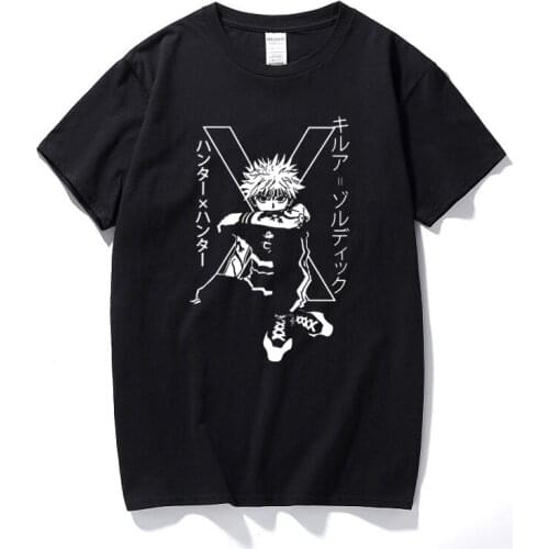 Killua Zoldyck T Shirt for Men Pre-shrunk Cotton Handsome T-shirt Hunter x Hunter Tee Men Clothing Japanese Harajuku Tshirt