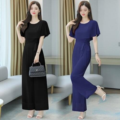 Chiffon Jumpsuit New Summer High Waist One Piece Pants Temperament Slim Jumpsuit Wide Leg Pants Suit Trendy Clothes For Women