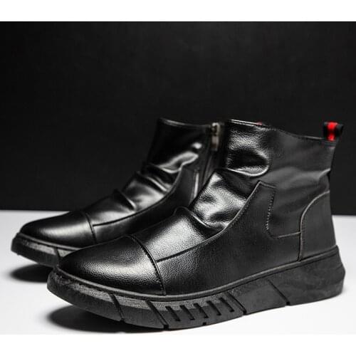 Nice Winter Pop Mens Shoes Casual High-top Shoes All-match Korean Style Trendy Personality Fashion Comfortable Short Boots