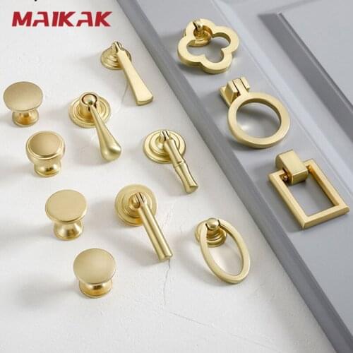 MAIKAK European Style Vintage Gold Cabinet Pulls Solid Zinc Alloy Kitchen Cupboard Handle Drawer Knobs Furniture Handle Hardware