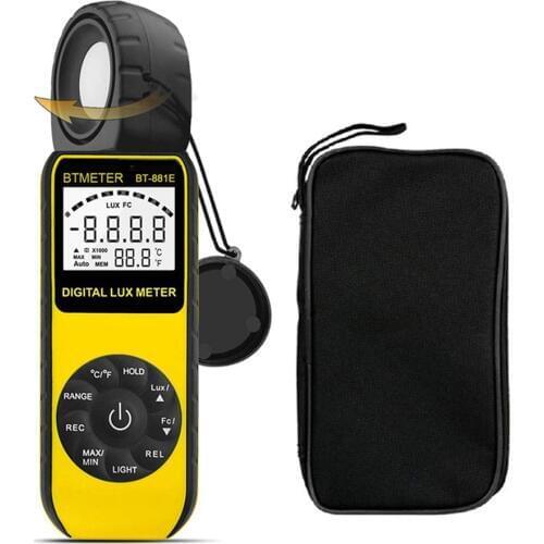 BTMETER BT-881E Digital Illuminance/Light Meter,Handheld Ambient Temperature Measurer with Range up to 300,000 Lux Luxmeter