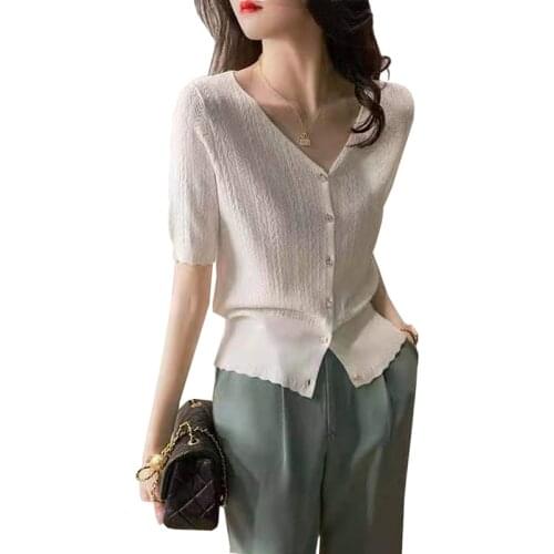 2021 New Summer womens Cardigan sweater Knit Top slim slimming Sexy summer Thin style Cardigan Sweater women
