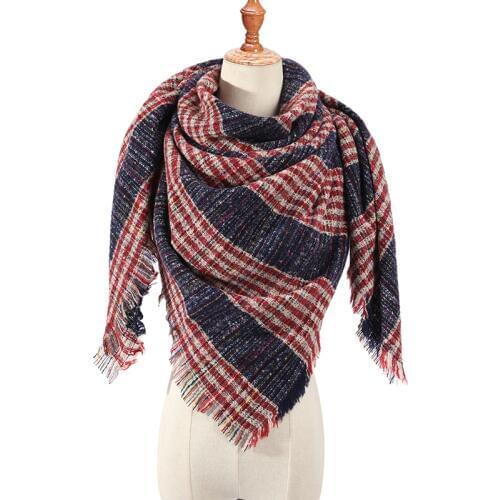 2019 New Spring Winter Triangle Scarf For Women Plaid Warm Cashmere Scarves Female Shawls Pashmina Lady Bandana Wraps Blanket