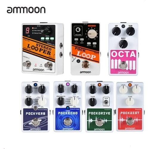 Ammoon POCK LOOP Looper Guitar Effect Pedal 11 Loopers Supports 1/2 & 2X Speed Playback Reverse Functions True Bypass