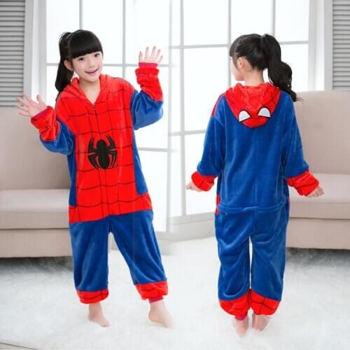 Spiderman Toddler Boys Girls Pajamas Unisex Cosplay Pijamas Kigurumi Children Costume Play Kids Home Clothing Sleepwear Hoodie