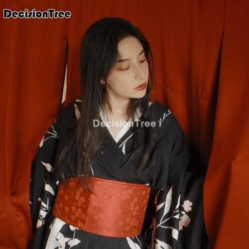 2021 asian japanese kimono dress for women crane belt traditional ethnic v neck dress yukata streetwear daily geisha kimono robe