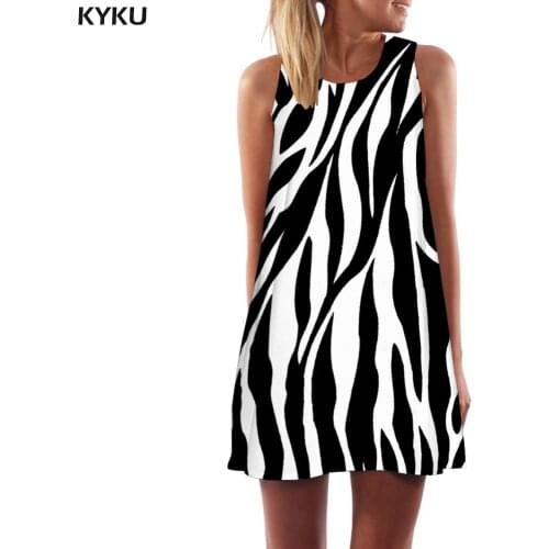 KYKU Zebra Dress Women Black And White Vestido Sexy Stripe Sundress Harajuku Sexy Womens Clothing Tassel New Cool Fashion