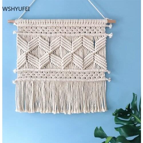 Nordic style hand-woven tapestry net red rice shielding box baseline background home decoration homestay cotton hemp rope