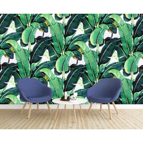 CJSIR Custom Wallpaper European Retro Hand-painted Rainforest Plant Banana Leaf Garden Mural TV Background Wall 3d Wallpaper