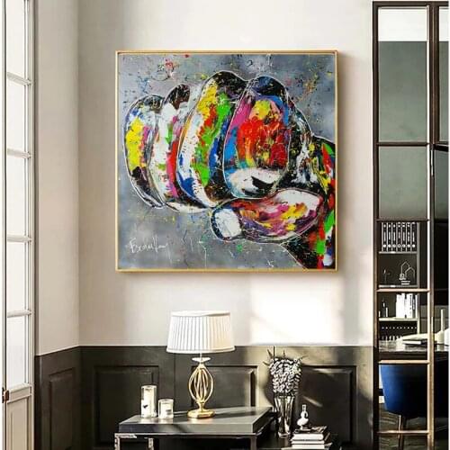 Pop Street Graffiti Art Fist Struggle Oil Painting on Canvas Wall Art Posters Prints Wall Pictures for Living Room Home Cuadros