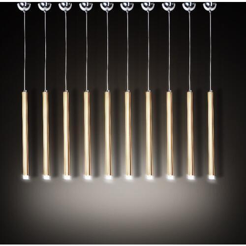 Simple Long Tube Aluminum Droplight Modern LED Pendant Light Fixtures Dining Room Single Head Hanging Lamp Indoor Lighting