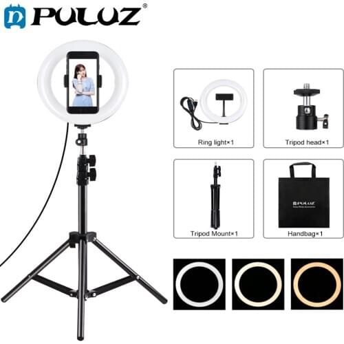 PULUZ 7.9 inch LED Selfie Ring Light&Cell Phone Clamp&Tripod Stand Vlogging Video Light Kits For YouTube Blogger Video Shooting