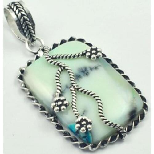 Dendrite Opal Pendant Silver Overlay over Copper, Total Length: 62mm , P4303