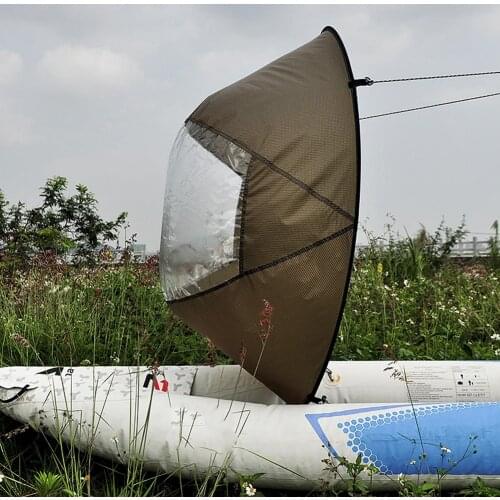 Folding Kayak Boat Wind Sail Boat Accessories Summer Surfing Wind Paddle Kayak Khaki Sail Durable Downwind Rowing Boats Wind