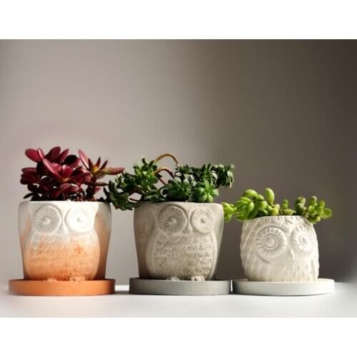 Creative Pastoral Style 3D Owl Animal Silicone Mold Cement Flower Pot Silicone Mold DIY Handmade Succulent Flower Pot Vase