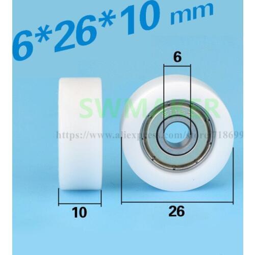 6*26*10mm package, plastic nylon pulley, POM POM furniture drawer, flat pack rubber 626, bearing wheel