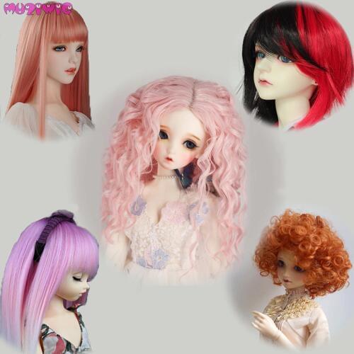 High Quality High Temperature Wire Pink Brown Red Wigs for 1/3 1/4 1/6 BJD Dolls