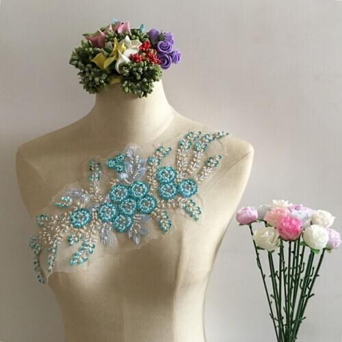 High Quality Bead Embroidery Lace Collar Embroidery DIY Sequin Lace Sewing Garment Craft Supplies Decorative Dress Accessories