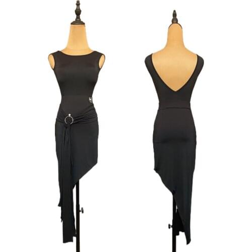 Latin Dance Skirt Women Sexy Latin Practice Wear Stage Costume Tango Dancewear Salsa Clothing Black Rumba Dance Outfit JL3368