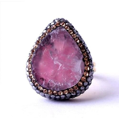 Handmade Womens Pink Quartz Stone Ring, Woman Gold Plated, 925 Silver Ring, Silver Handmade Ring, Quartz Ring