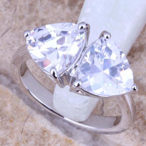 Splendid White CZ Silver Plated Womens Ring Size 6 / 7 / 8 / 9 R0964