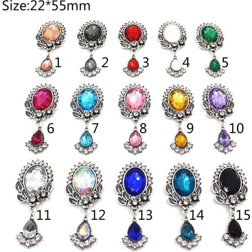 New 10Pc 22*55mm Metal Alloy Buttons Diy Sewing Accessories Water Drop Pendant Glass Handwork Decoration