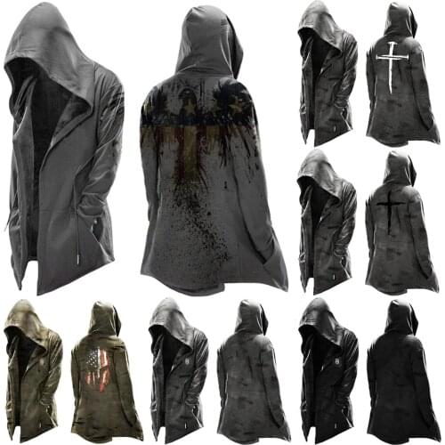 2021 Winter Hoodies Tops Halloween Cosplay Cloak Men Hooded Pullover Jacket Cosplay Coat Drawstring Hoodies Blouse Tracksuits