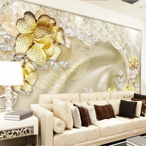 Beibehang Custom wallpaper 3D gold diamond luxury rose jewelry wall 5d living room bedroom murals papel de parede 8d wallpaper