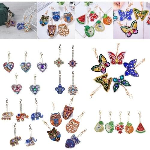 5D Diamond Painting DIY Full Diamond Painting Keychain Key Chains Keyring Art Craft Key Bag Decor Pattern Handmade Gift