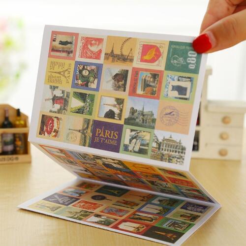 80Pcs/Pack Hot Vintage Paris Stamp Sticker Seal Scrapbooking Diary Photo Album Decor Decoration Student School Supplies