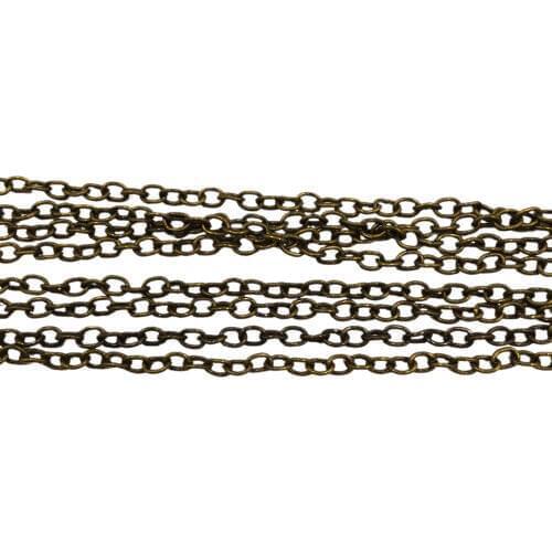 Antique Bronze 100m 2mm 2.5mm 3mm O Cross Cable Chains Link Chain Findings for Jewelry Making CBC-06