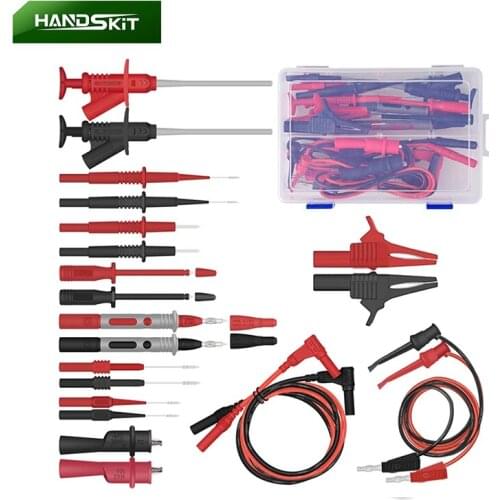 30A Multimeter Leads Test Leads Kit with Mini Hooks Test Probe Copper Alligator Clips Multimeter Probes Sharp Tips Set