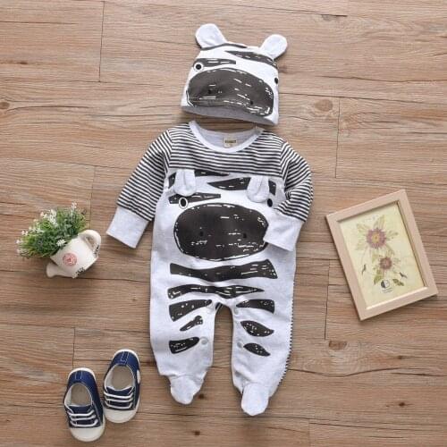 Newborn Baby Boy Clothing Sets Baby Growing Overalls Stitching Footies Jumpsuit Plus Cap 2Pcs Infant Outdoor Toddler Clothes Set