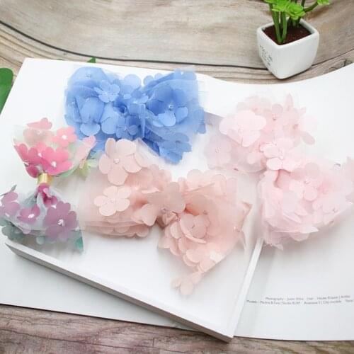Beautiful 3D Hanging Flower Mesh Hair Bows Colorful Gradient Rainbow Color Hair Clip Princess Hairgrips Hairbow Hair Accessories