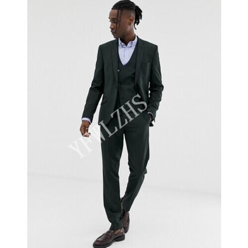 Handsome Groomsmen Notch Lapel Groom Tuxedos Mens Wedding Dress Man Jacket Blazer Prom Dinner (Jacket+Pants+Tie+Vest) A028