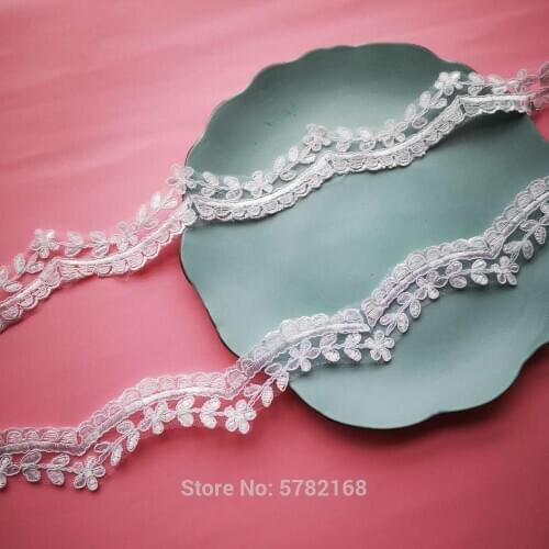 3Yards/4cm White Ivory Lace Trimmings for Sewing in Lace Cording Ribbon Craft for Wedding Decoration