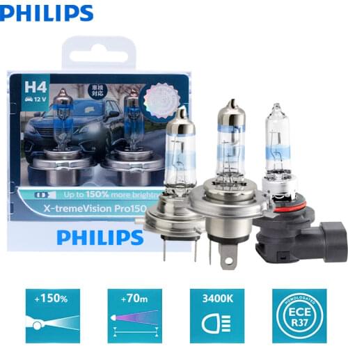 2X Philips H1 H4 H7 9003 HB2 12V X-treme Vision Plus Xenon White Light Halogen Headlight 130% Brighter Car Genuine Bulbs XVP