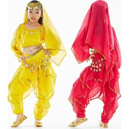 Hot Sales 3 Color Children Belly Dance Suit Childrens India Dance Performance Clothing for Girls
