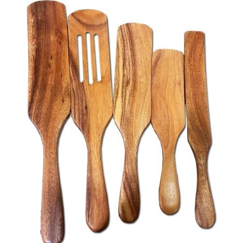 Long Handle Non Sticky Wooden Shovel Spatula Slotted Turner Cooking Utensil Non-stick Pan Spoon utensils Kitchen Accessories