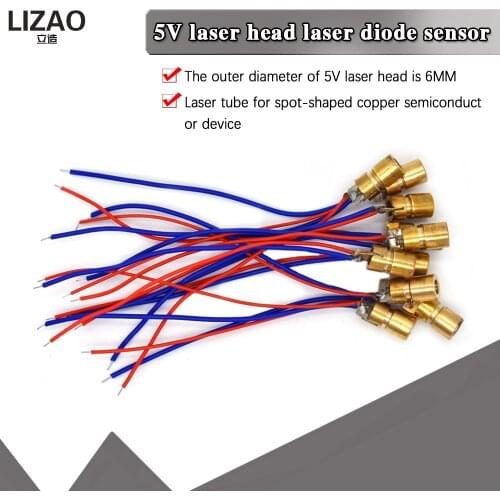 WAVGAT 10PCS 5V 650nm 5mW Adjustable Laser Dot Diode Module Red Sight Copper Head Mini Laser Pointer