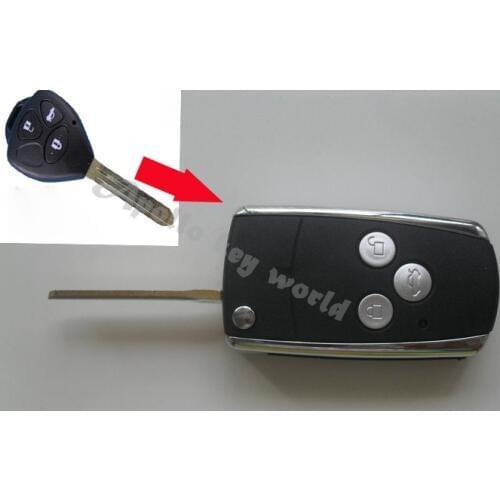 3 Buttons Modified Flip Folding Remote Key Case Shell For Toyota Camry Reiz Corolla RAV4 Key Fob Cover 5PCS/lot
