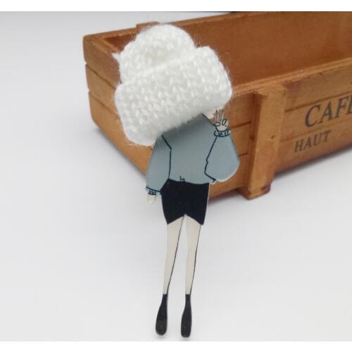 Fashion Big Size Brooch Pins for Woman Brooches Cute Girls Cartoon Models DIY Acrylic Badges Pin Kawaii Pompom Icon Packpack