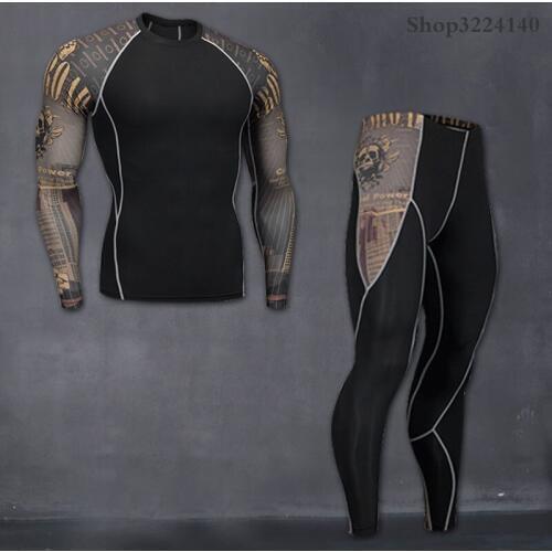 Men Fitness Clothing Set Fashion Wolf Tracksuit Set Plus Size Brand Clothing Sportswear Sets 3D Print Full Compression Sets