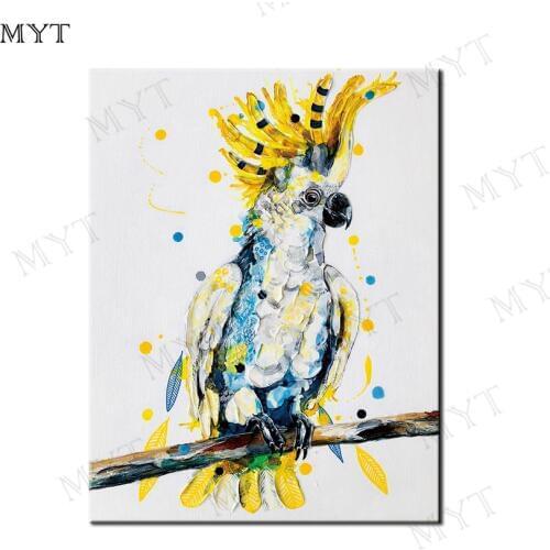 MYT 100% Hand-painted Oil Painting Canvas Giant Parrot Oil Painting Pictures Of The Sitting Room Dining-room Wall No Frame